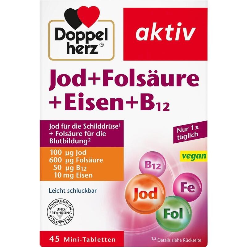 DOPPELHERZ Jod+Folsäure+Eisen+B12 Tabletten