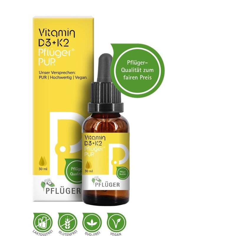 VITAMIN D3+K2 Pflüger PUR 500 I.E./25 μg Tropfen